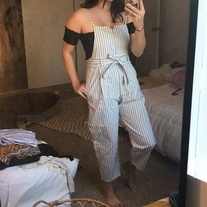 Free people striped overalls jumpsuit